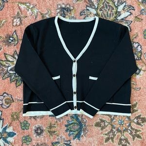 Cropped button-up, light weight sweater